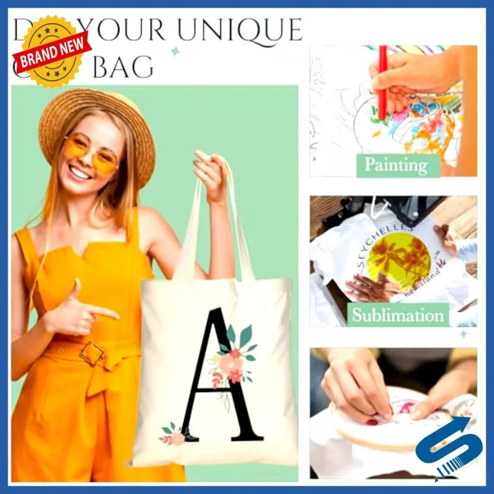 Blank Canvas Tote Bags Bulk Reusable Lightweight Grocery Shopping DIY Crafts